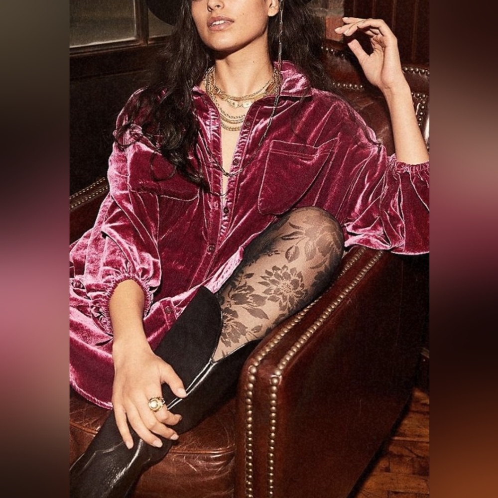 Free People Lux Velvet Shirt Dress